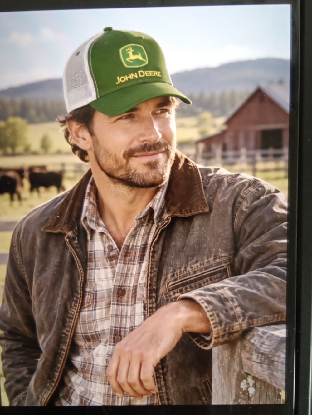 John Deere Green Mesh-Back Cap Trucker Snapback Cap Workwear Outdoor Mens